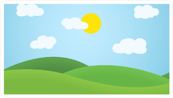 Flat Design Grass Landscape and Sun Sticker